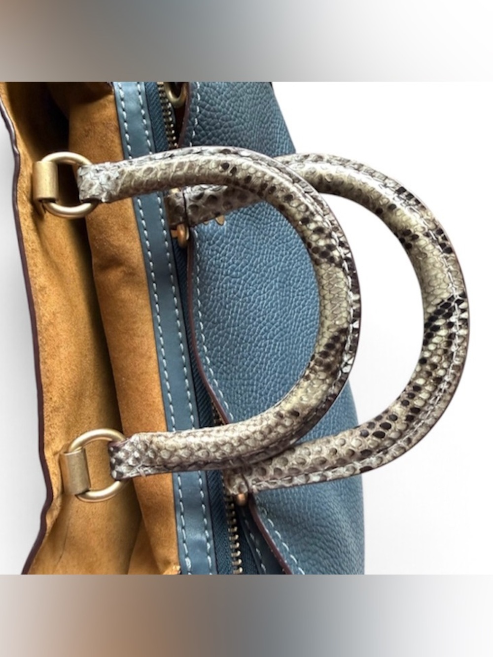 Coach Made to Order Light Denim Rogue w/ Python Handles - Style No. 59997 - Picture 11 of 16